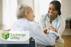 Nurse and elderly man spending time together